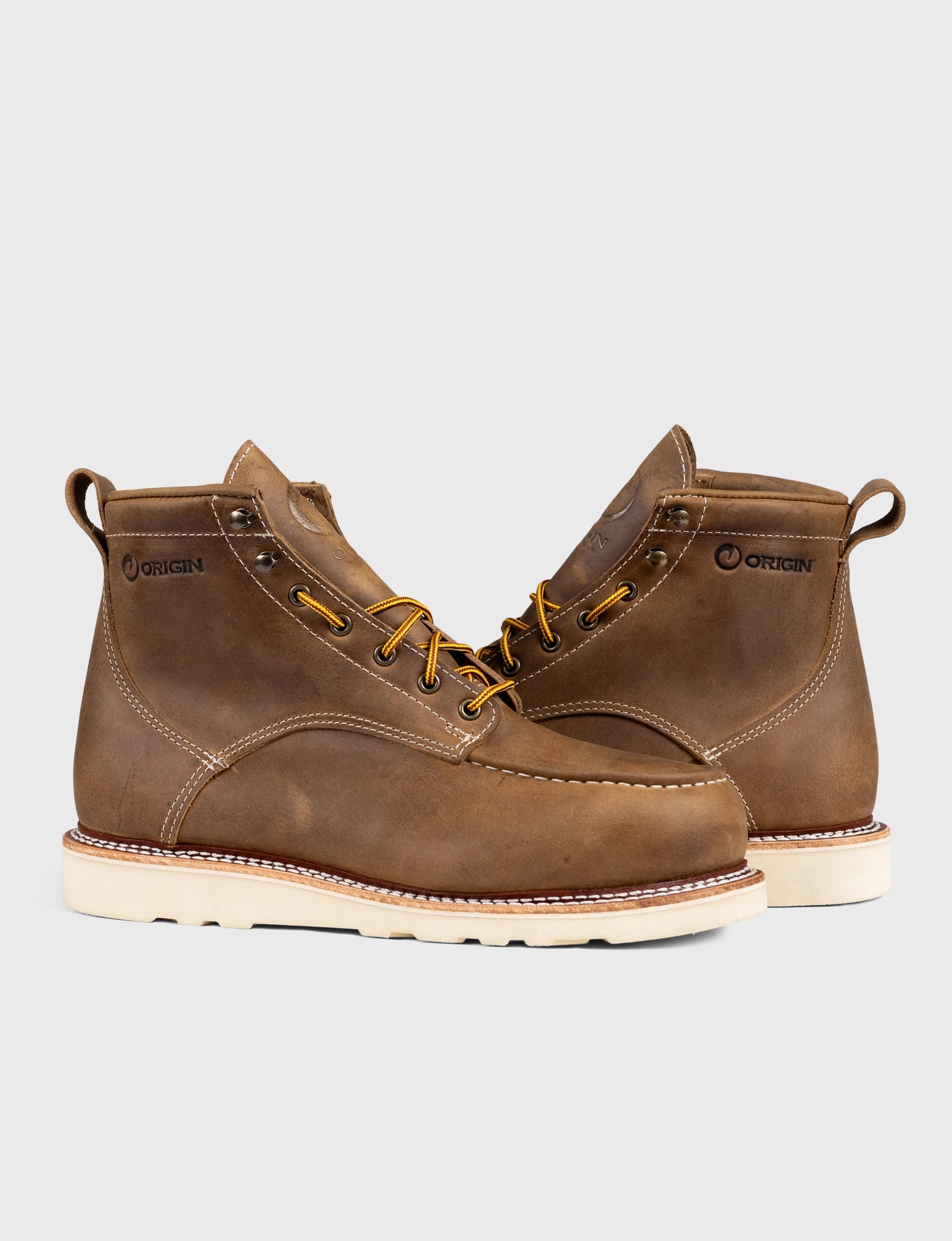 MAINE MOC STEEL TOE BOOT 6 - NATURAL WEDGE SOLE - Image 3