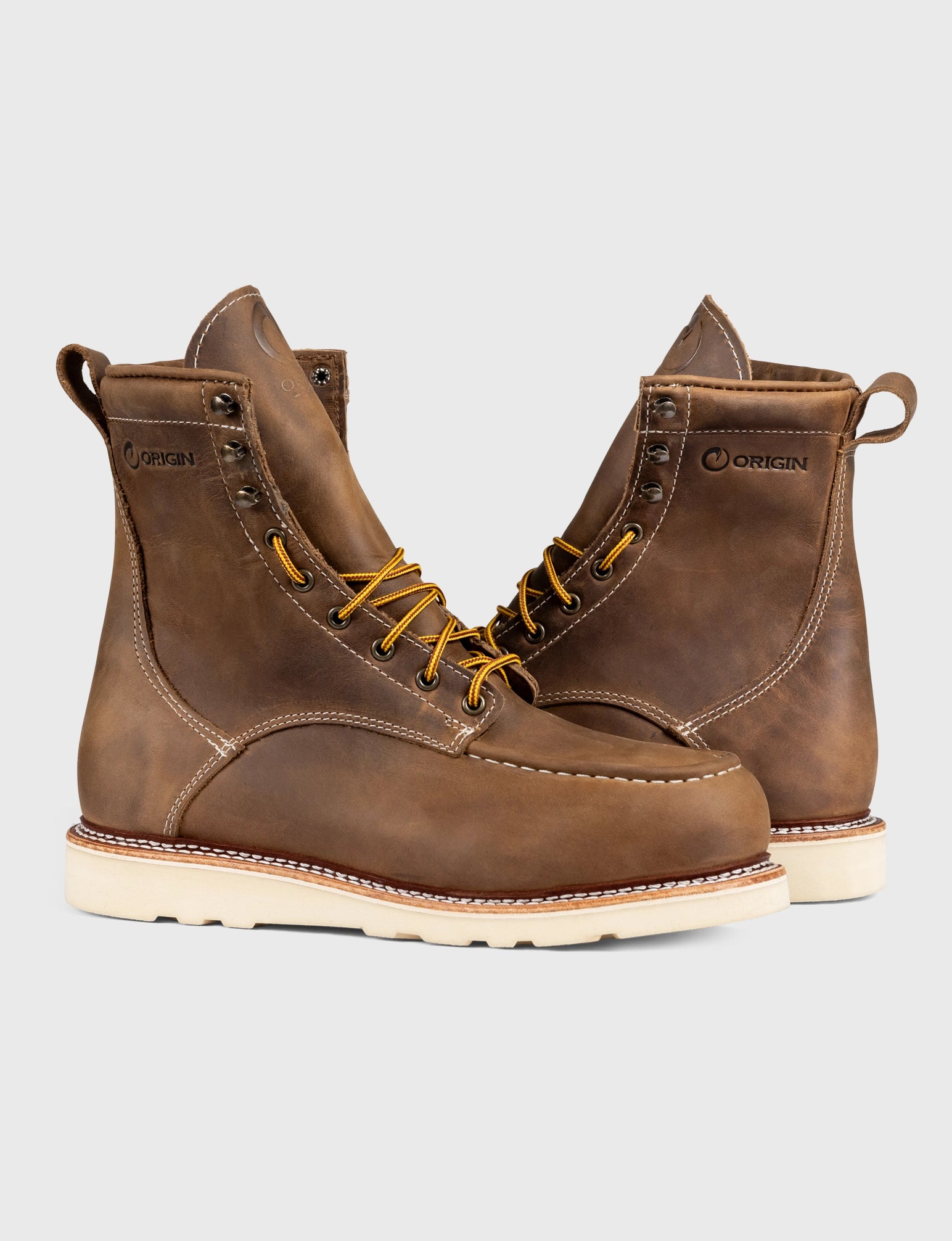 MAINE MOC STEEL TOE BOOT 8 - NATURAL WEDGE SOLE - Image 3